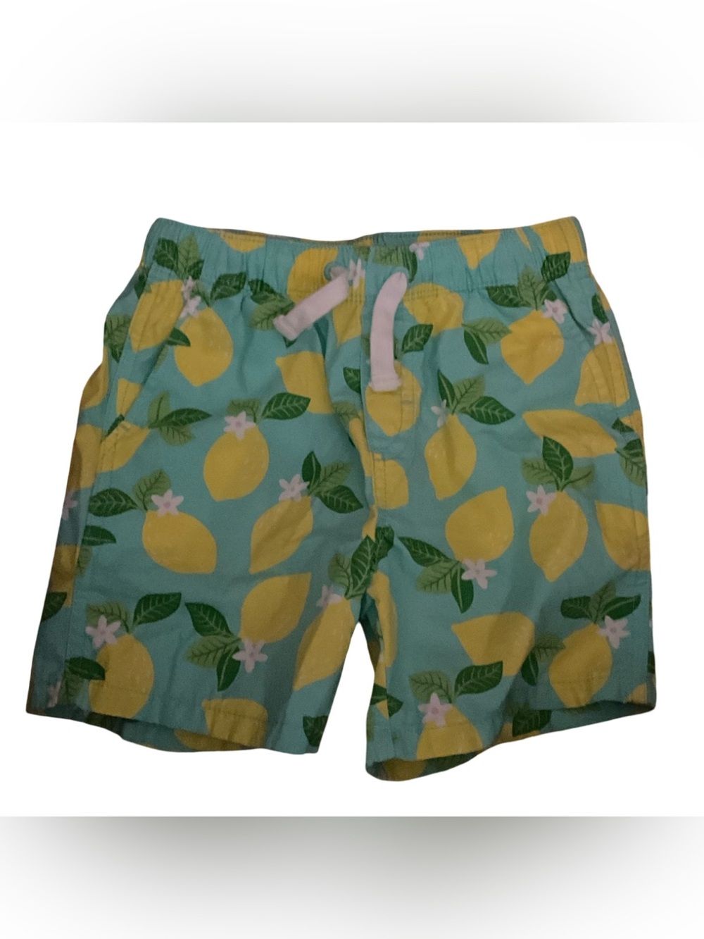 Gymboree Boys Lemon Print Cotton Shorts Size 4T Citrus Summer Pull-On Shorts